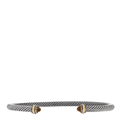 David Yurman Sterling Silver 18K Yellow Gold Citrine 4mm Cable Classics Bracelet 1 of 4