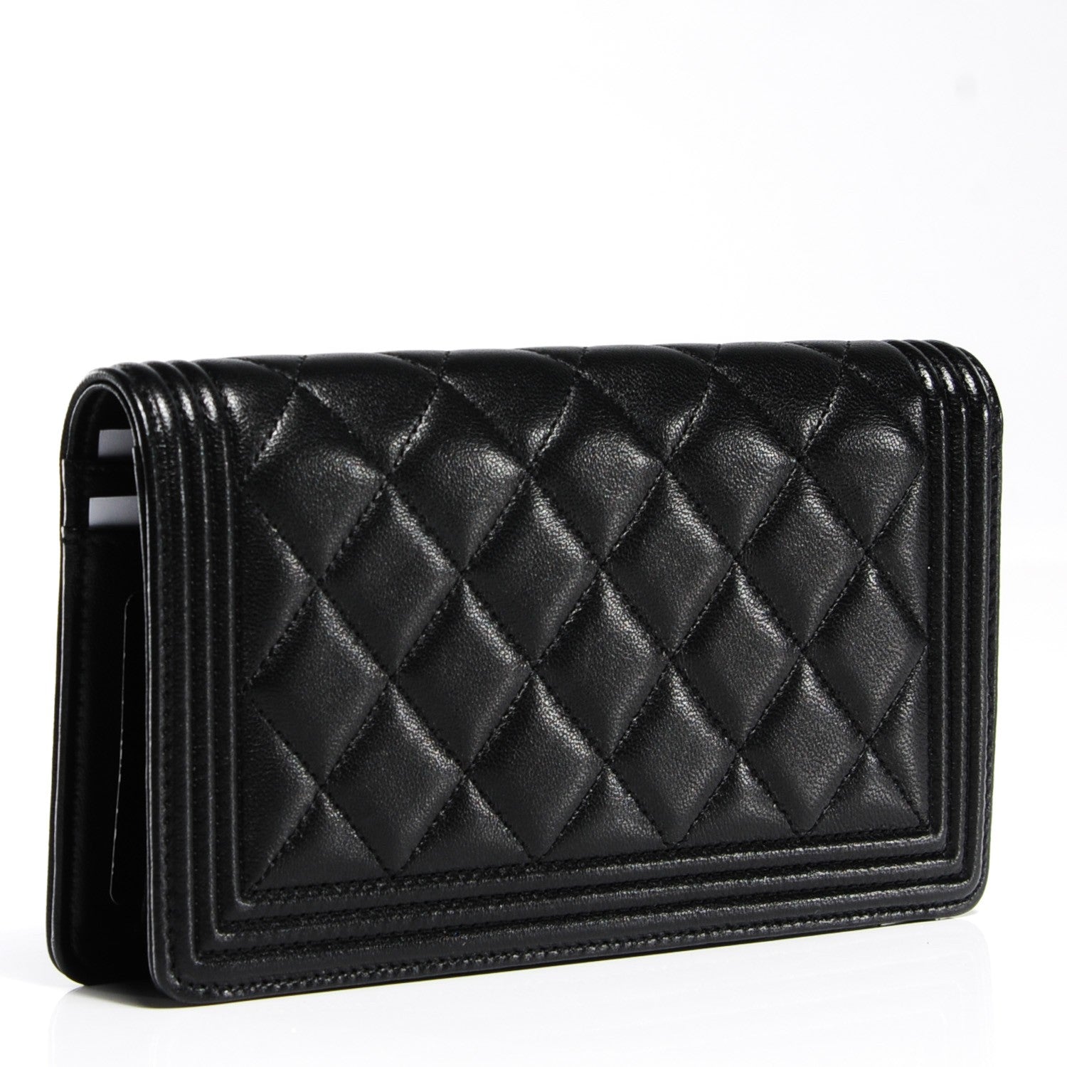 Chanel Lambskin Quilted Boy Yen Wallet Black 3 of 8