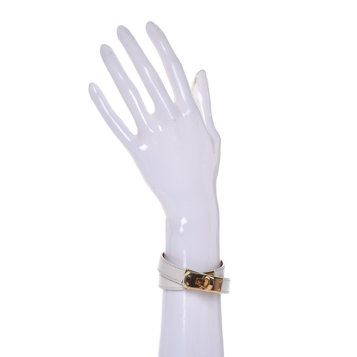 Epsom Kelly Double Tour Bracelet S Blanc White