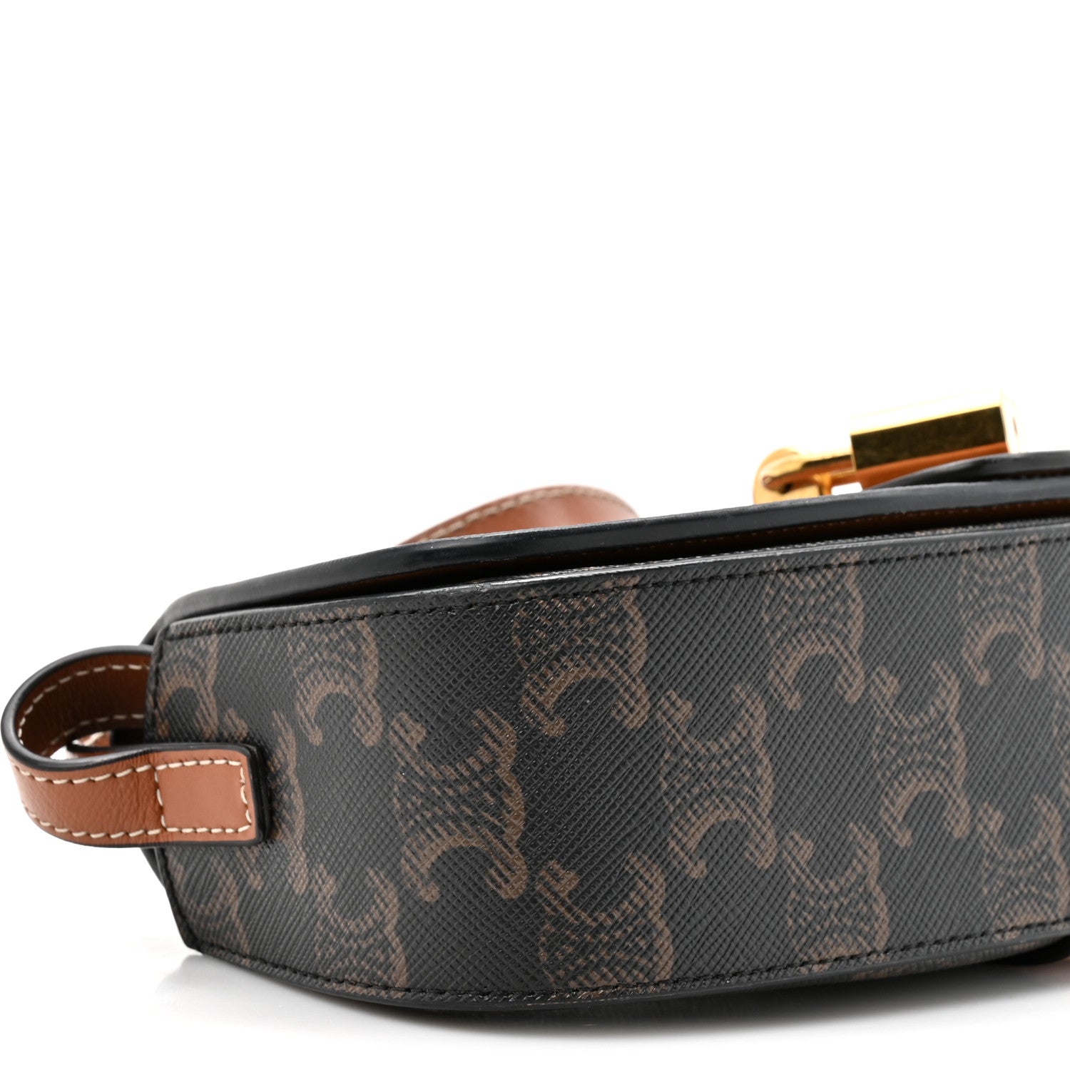 Celine Triomphe Canvas Calfskin Tabou Clutch on Strap Tan 10 of 11