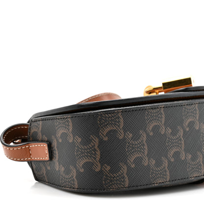 Celine Triomphe Canvas Calfskin Tabou Clutch on Strap Tan 10 of 11