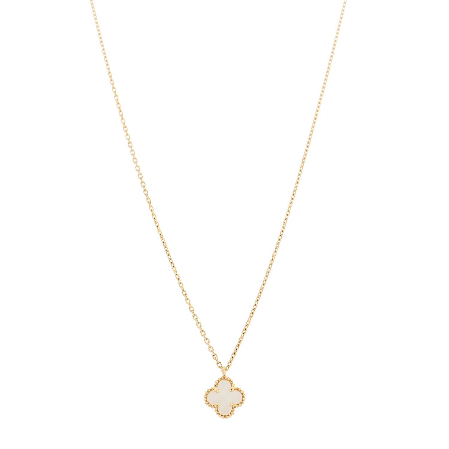 Van Cleef & Arpels 18K Yellow Gold Mother of Pearl Sweet Alhambra Pendant Necklace 1 of 5