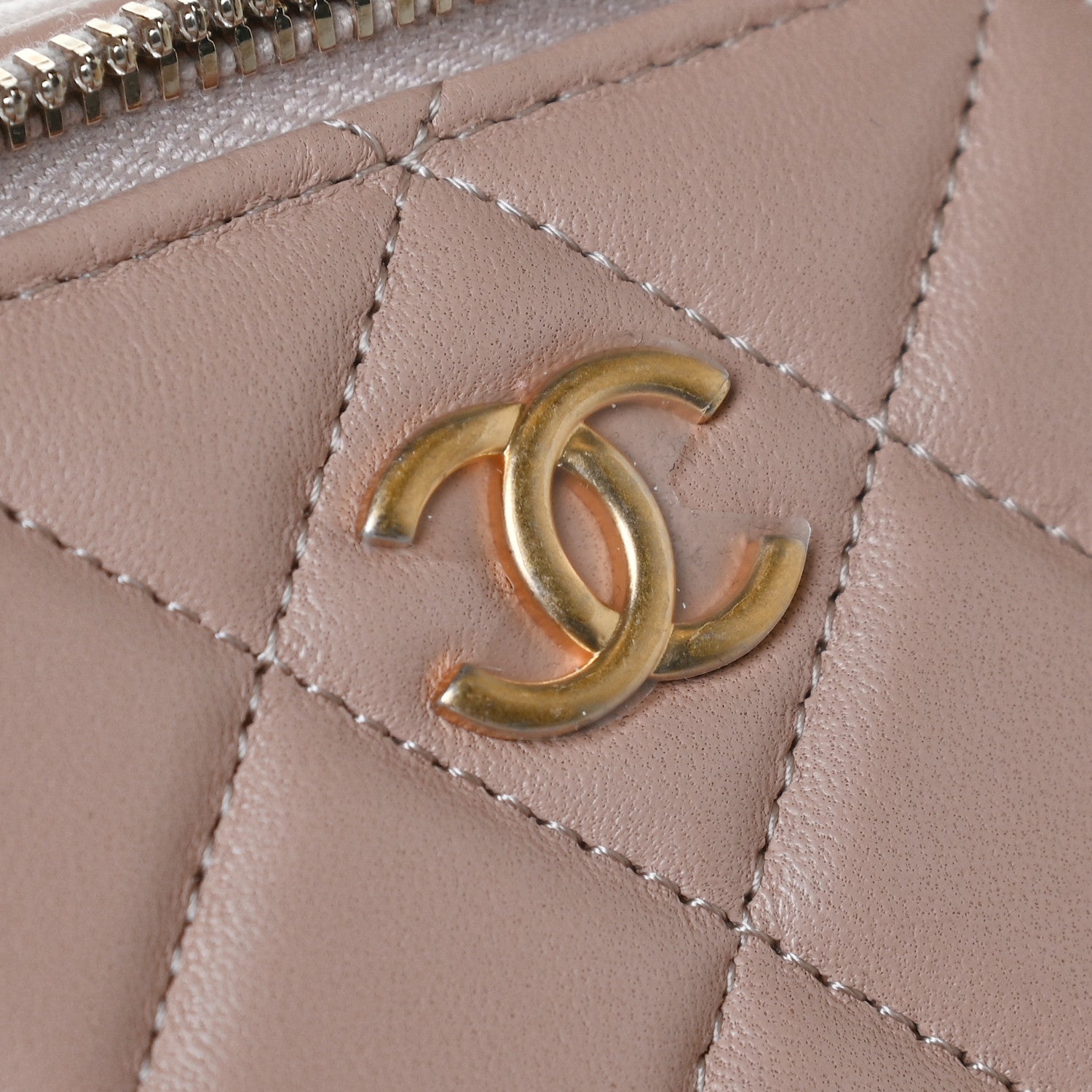 Chanel Lambskin Quilted Small Top Handle Vanity Case With Chain Beige 11 of 13