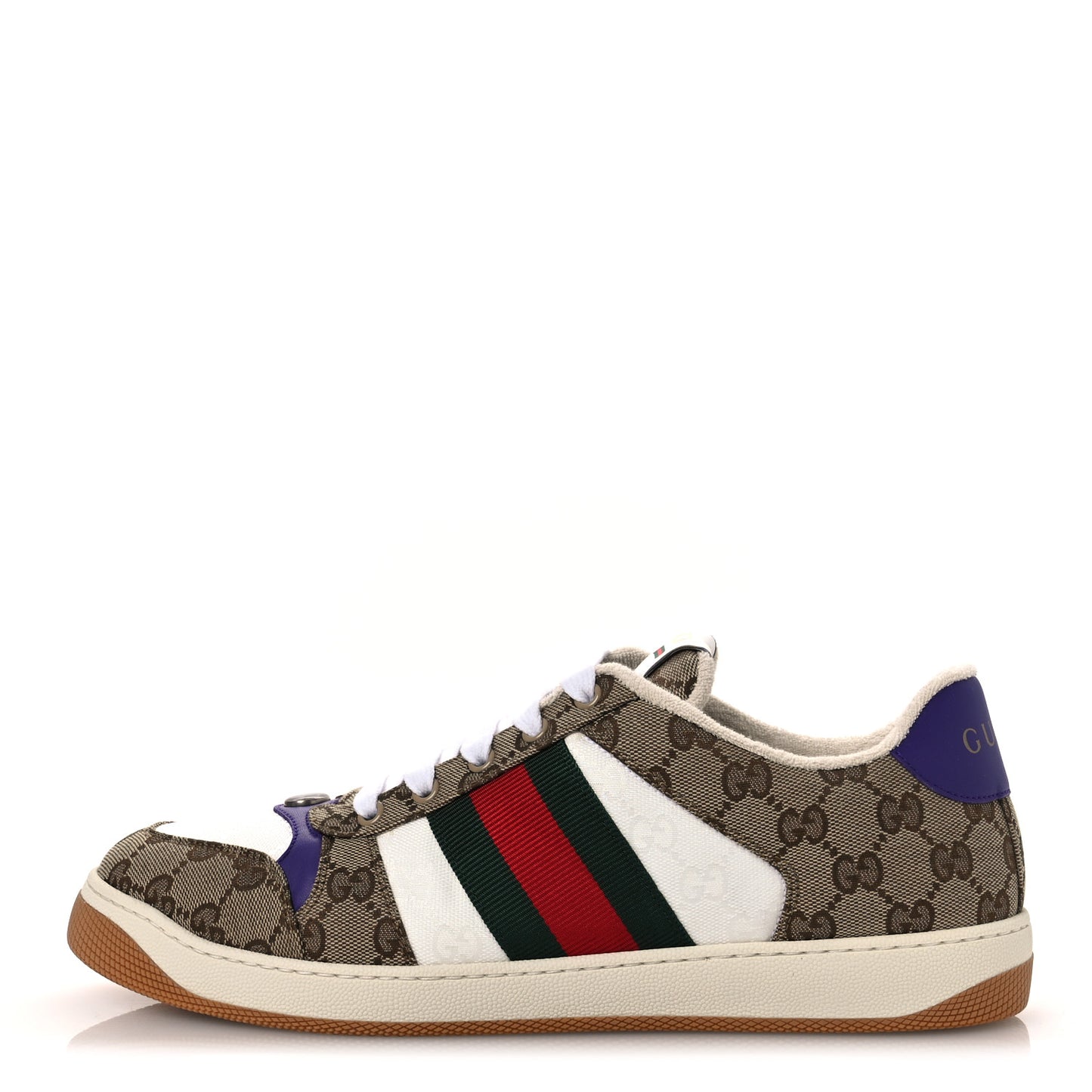 Calfskin Lame GG Monogram Web Mens Screener Sneakers 10