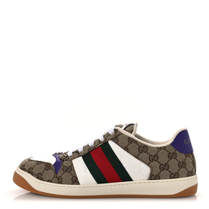 Gucci Calfskin Lame GG Monogram Web Mens Screener Sneakers 10 1 of 10