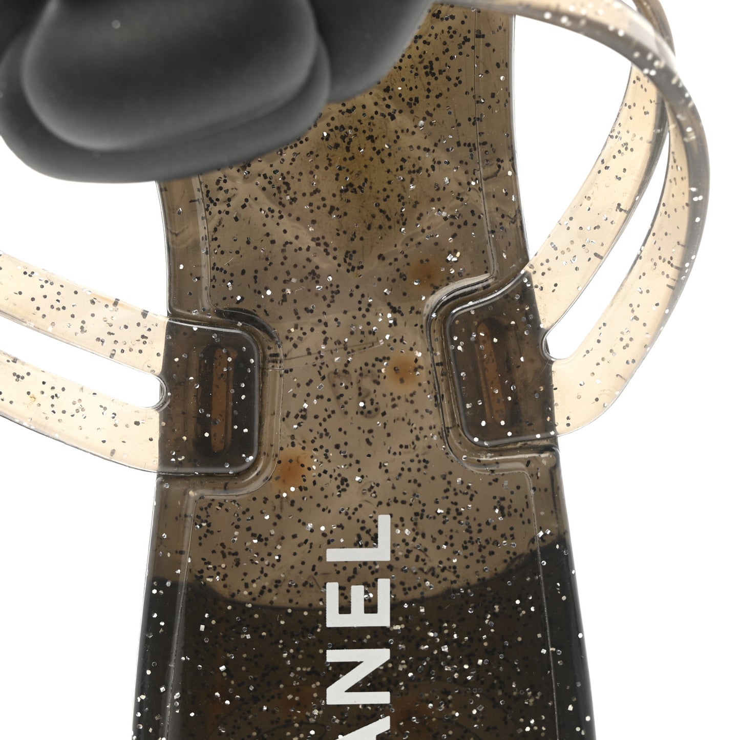 Glitter Jelly Camellia Thong Sandals 37 Black