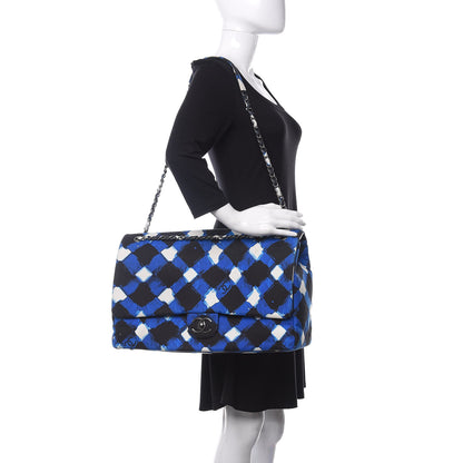 Chanel Canvas Printed XXL Airline Travel Flap Bag Black Blue White 2 of 10