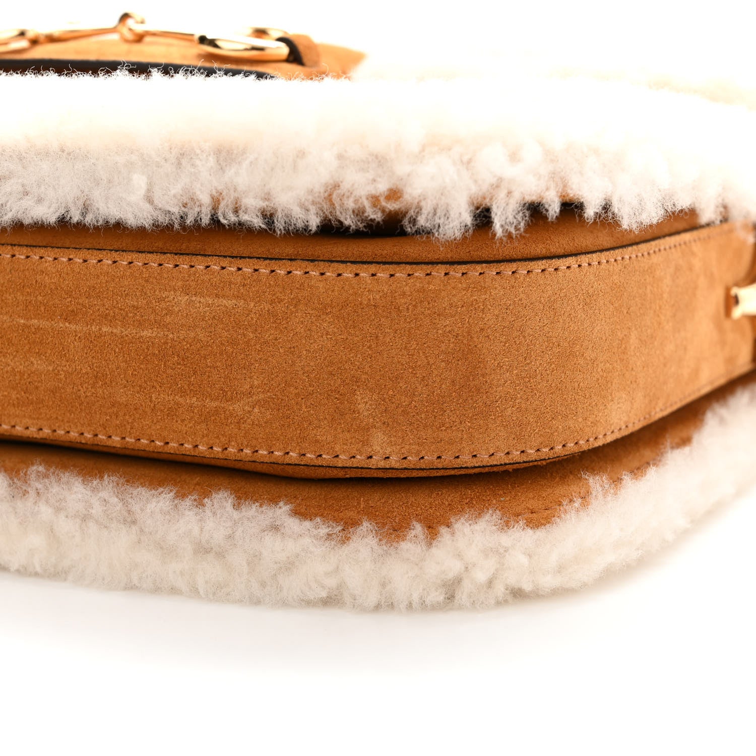Gucci Suede Shearling Horsebit 1955 Shoulder Bag Brown 10 of 10
