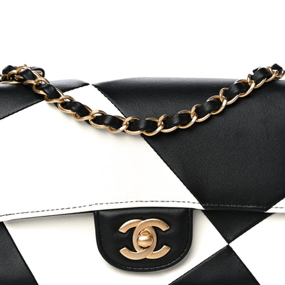 Chanel Lambskin Geometric Patchwork Mini Flap Black White 8 of 11