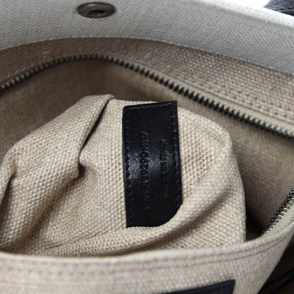 Saint Laurent Linen Calfskin Rive Gauche Tote Optic White 11 of 12