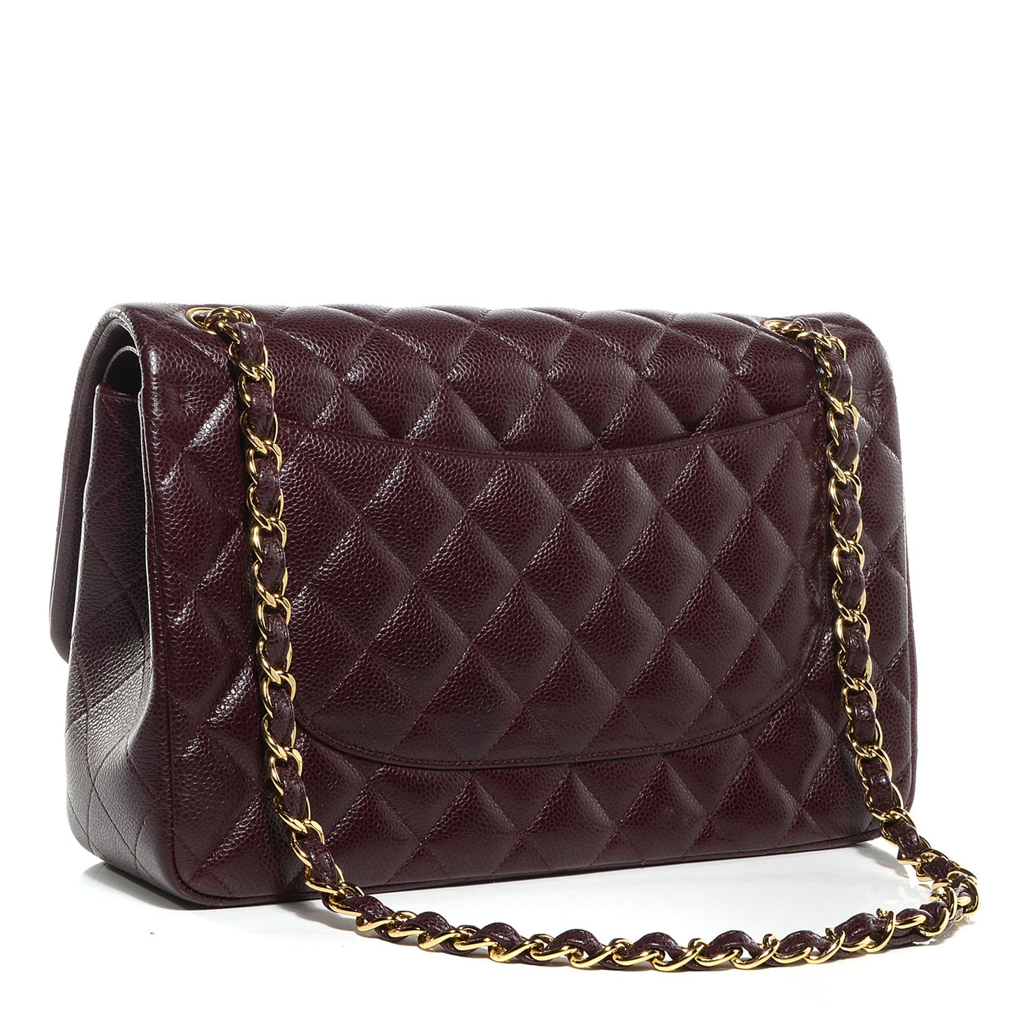 Caviar Quilted Jumbo Double Flap Burgundy