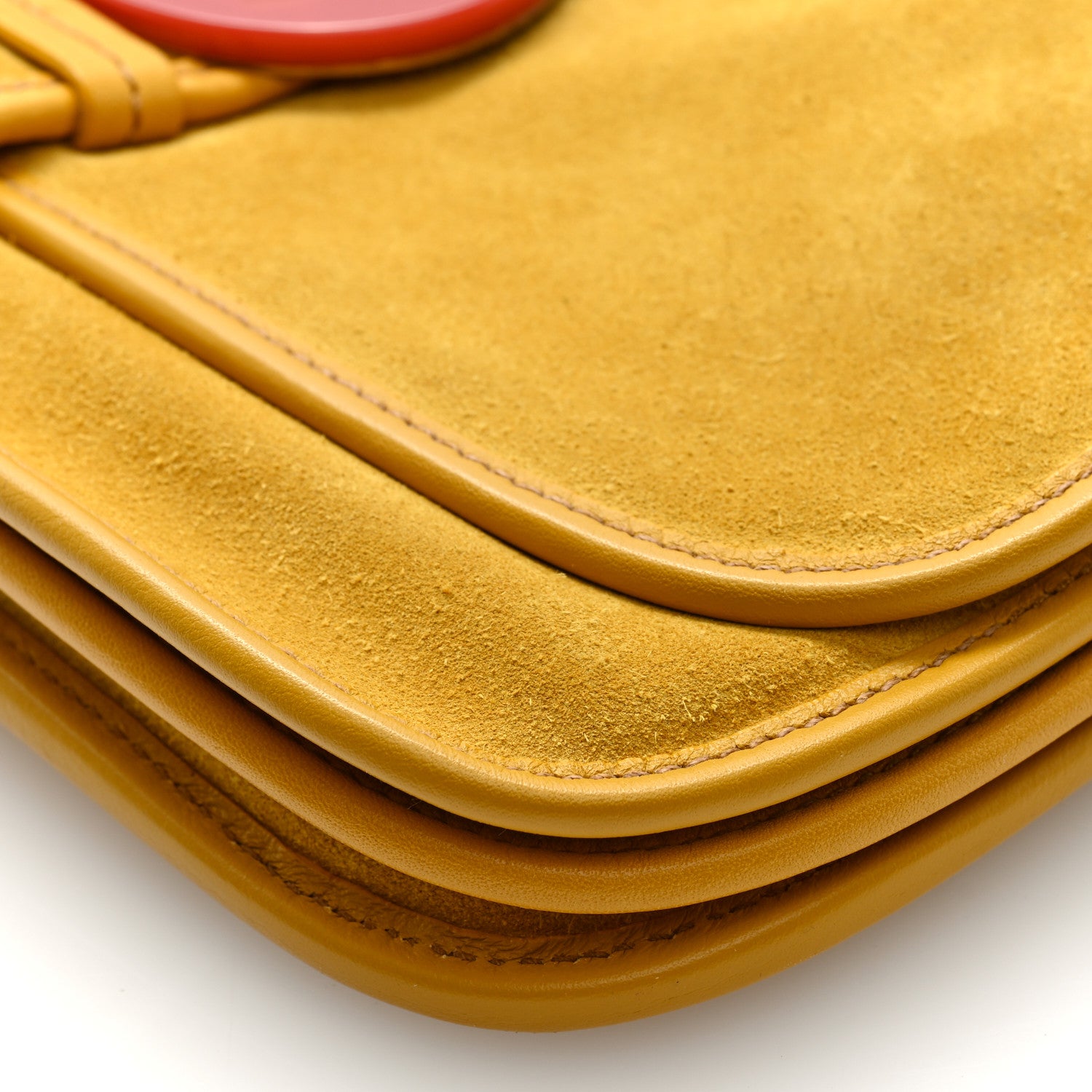 Miu Miu Suede Embroidered Shoulder Bag Yellow 9 of 11