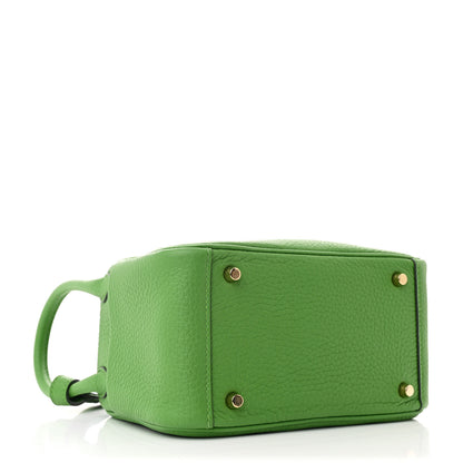 Hermes Taurillon Clemence Mini Lindy 20 Vert Yucca 4 of 11
