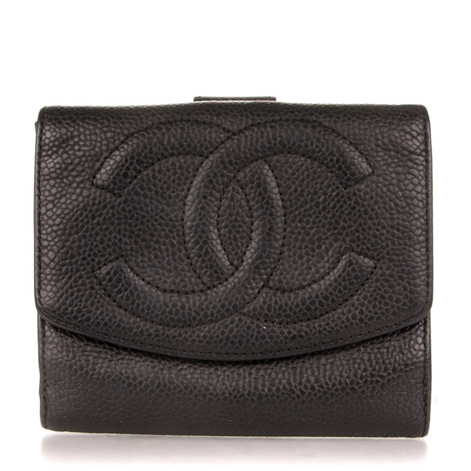Chanel Caviar Timeless CC Compact French Wallet Black 1 of 7