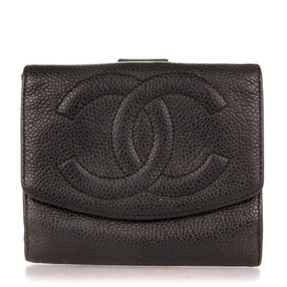 Chanel Caviar Timeless CC Compact French Wallet Black 1 of 7