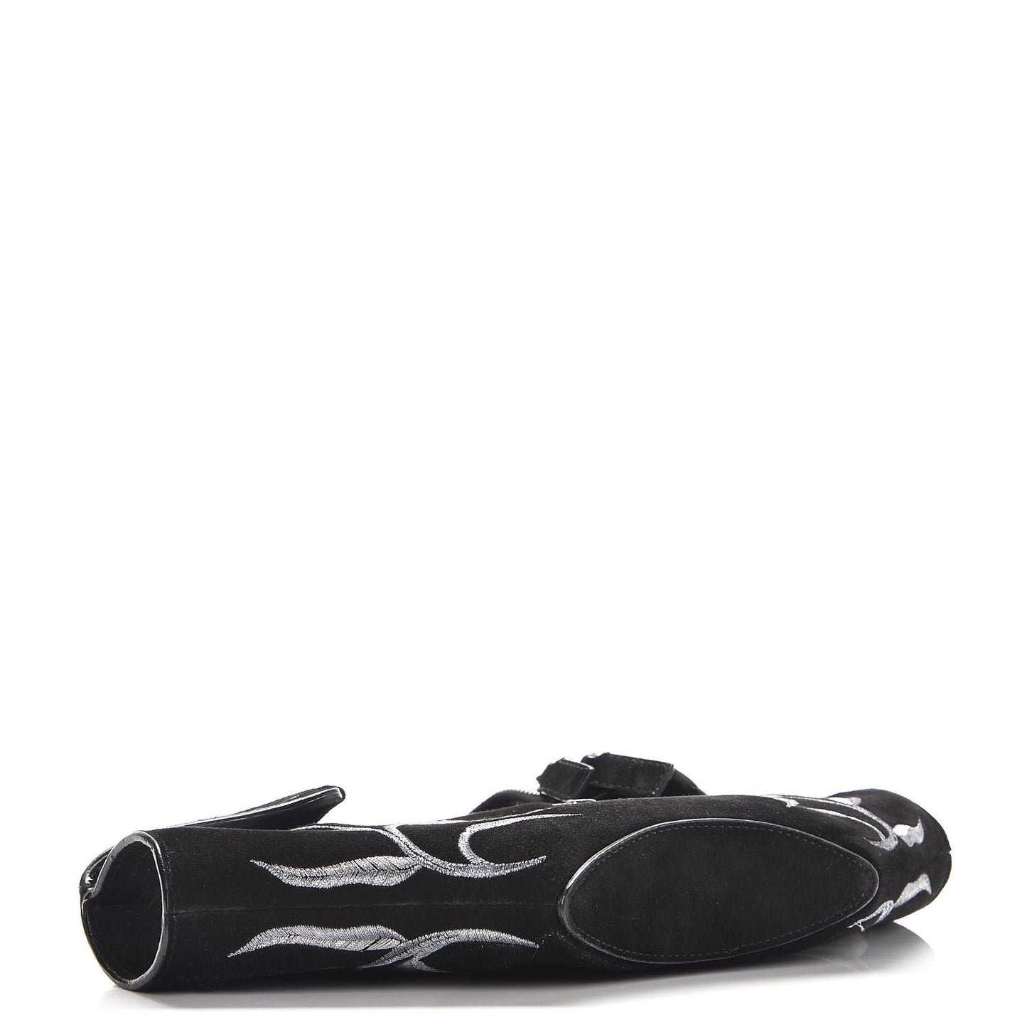 Suede Floral De Manta Clutch Black