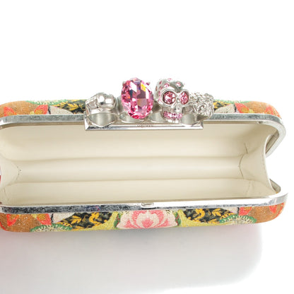 Alexander McQueen Printed Canvas Floral Knuckle Box Clutch Red 5 of 7