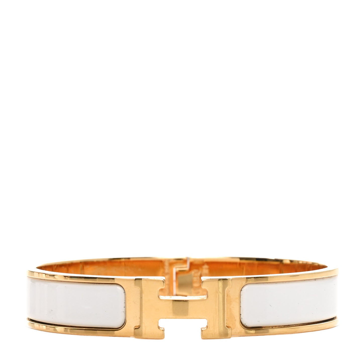 Enamel Narrow Clic Clac H Bracelet GM White