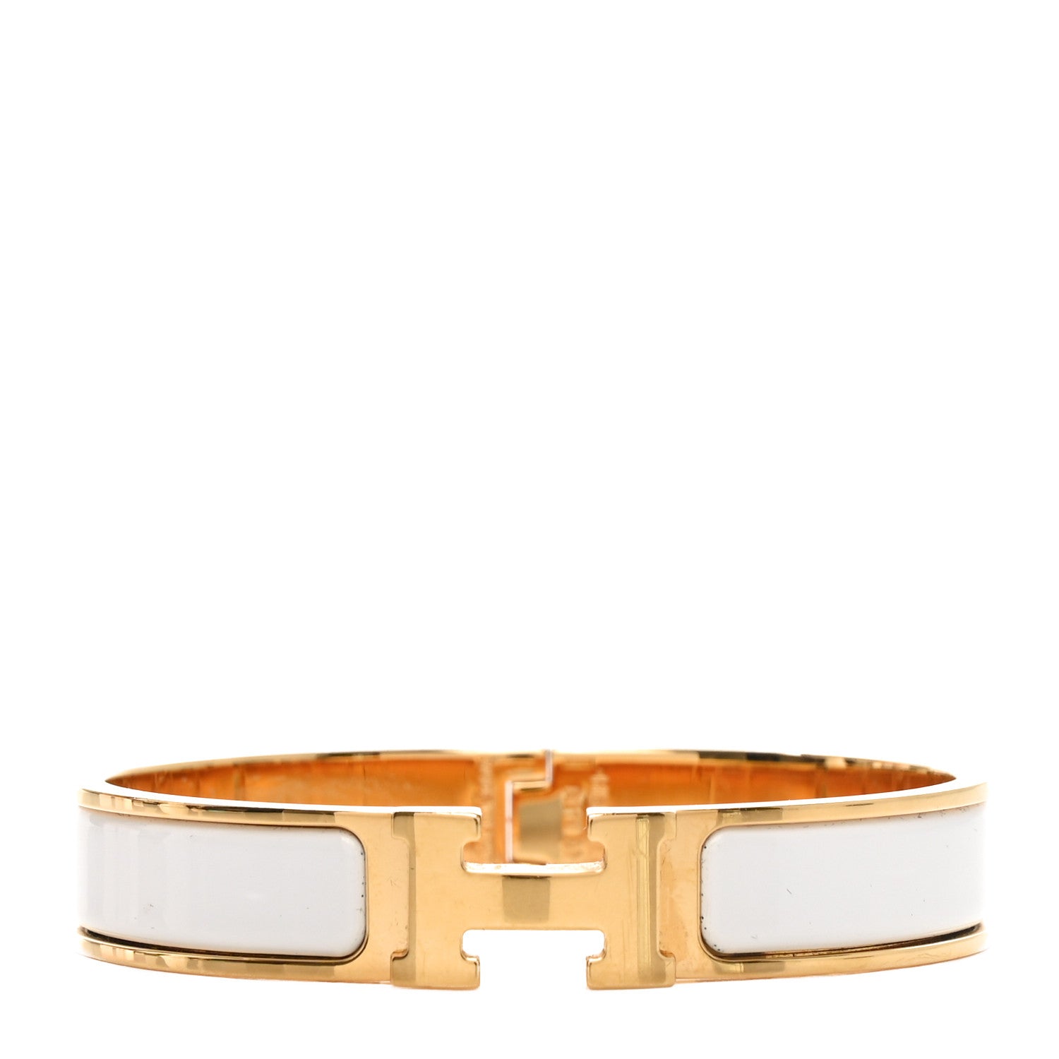 Hermes Enamel Narrow Clic Clac H Bracelet GM White 1 of 4