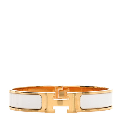 Hermes Enamel Narrow Clic Clac H Bracelet GM White 1 of 4