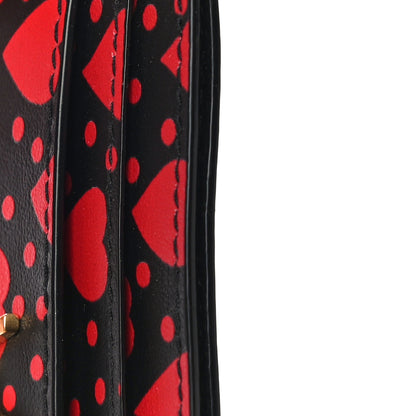 Saint Laurent Calfskin Heart Print Monogram Credit Card Case Black Red 11 of 12