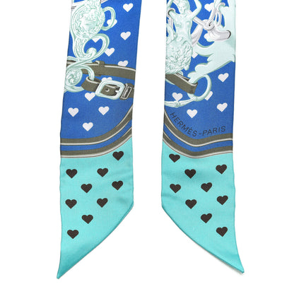Hermes Silk Brides De Gala Love Twilly Cobalt Kaki Turquoise 3 of 6