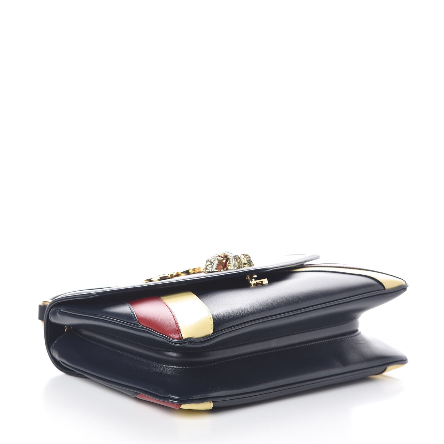 Gucci Vitello Palmellato Lux Crystal Medium Rajah Shoulder Bag Blue Romantic Cerise Butter Multicolor 4 of 10
