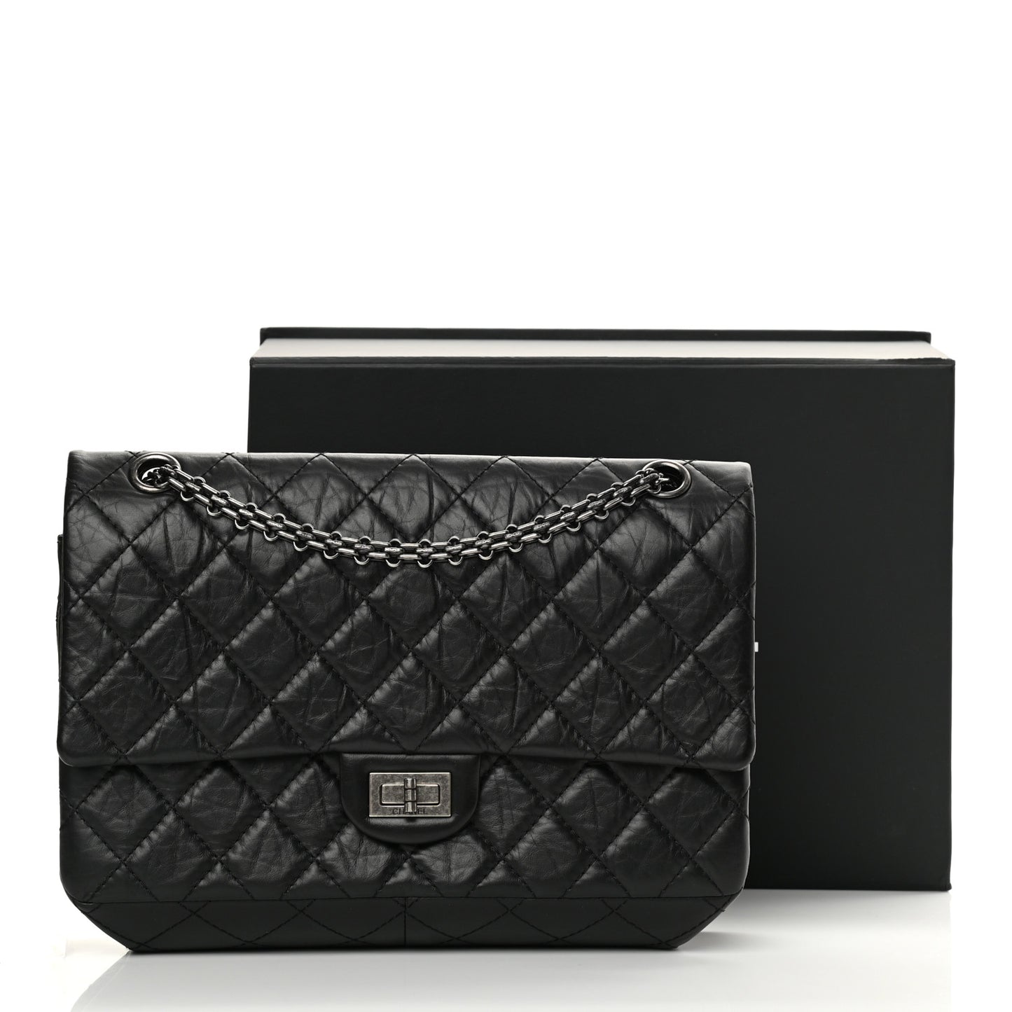 Aged Calfskin Quilted 2.55 Reissue 226 Flap Black