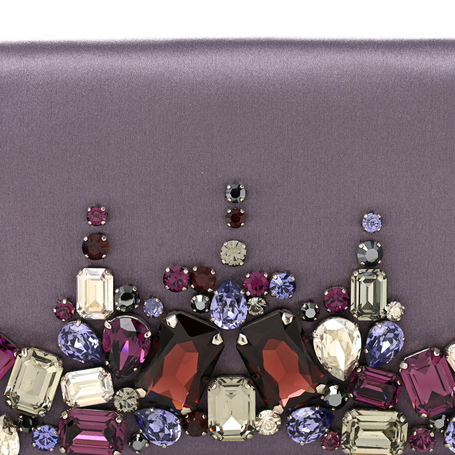 Satin Raso Crystal Embellished Clutch Mirtillo