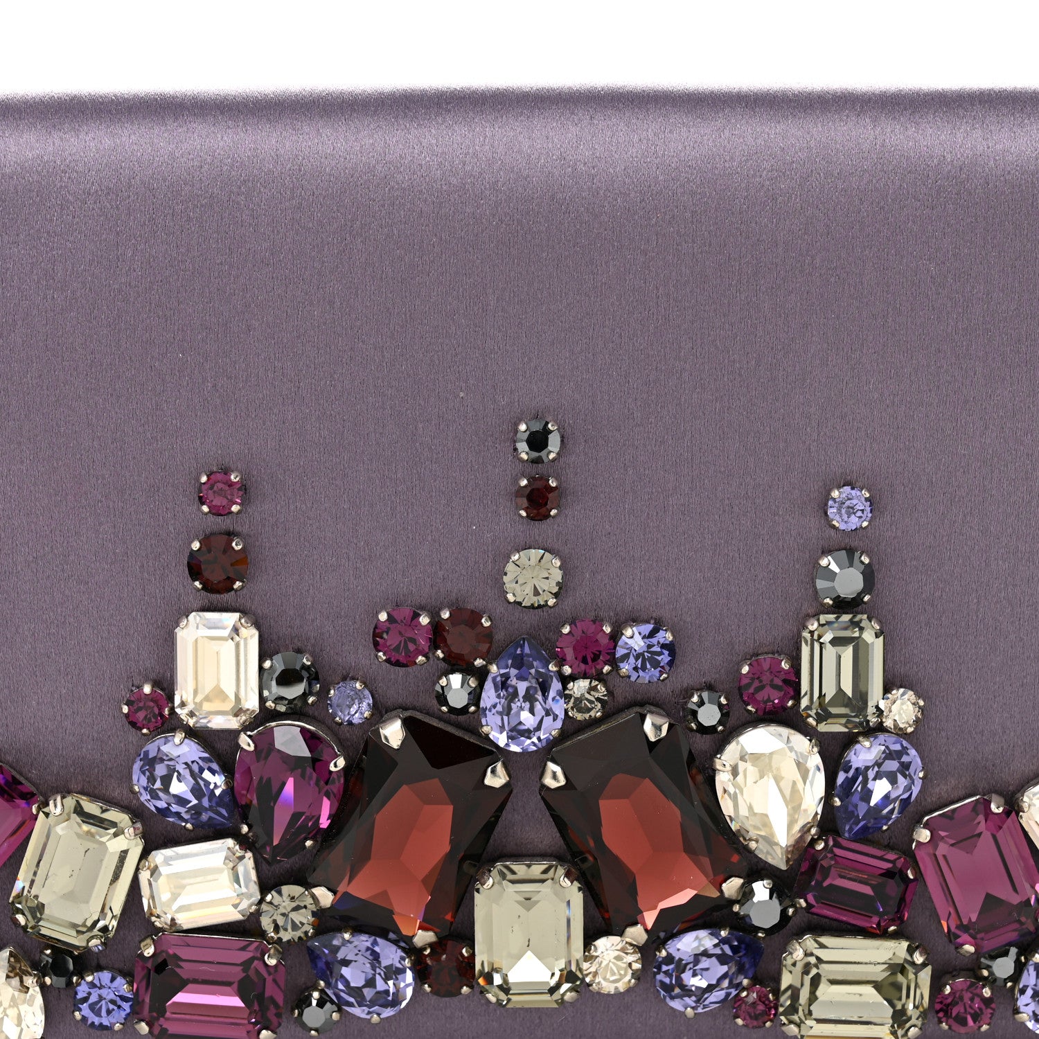 Prada Satin Raso Crystal Embellished Clutch Mirtillo 8 of 10
