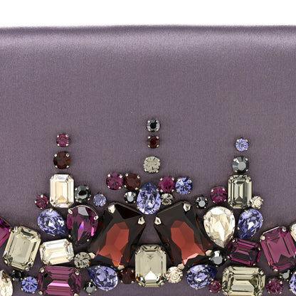 Prada Satin Raso Crystal Embellished Clutch Mirtillo 8 of 10