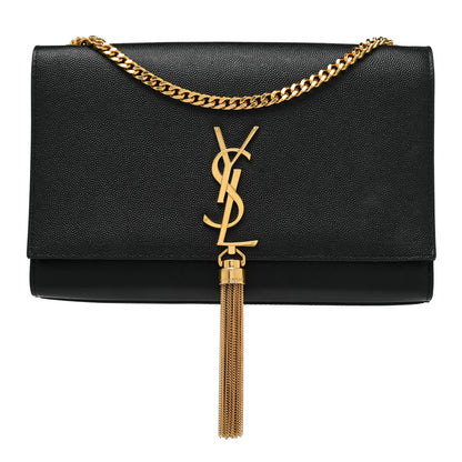 Saint Laurent Grain De Poudre Medium Classic Monogram Kate Tassel Satchel Black 1 of 13