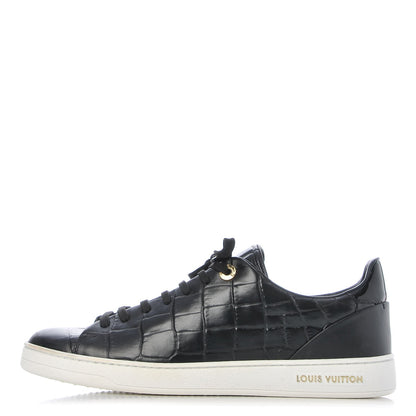 Louis Vuitton Calfskin Crocodile Embossed Frontrow Sneakers 39.5 Black 1 of 11