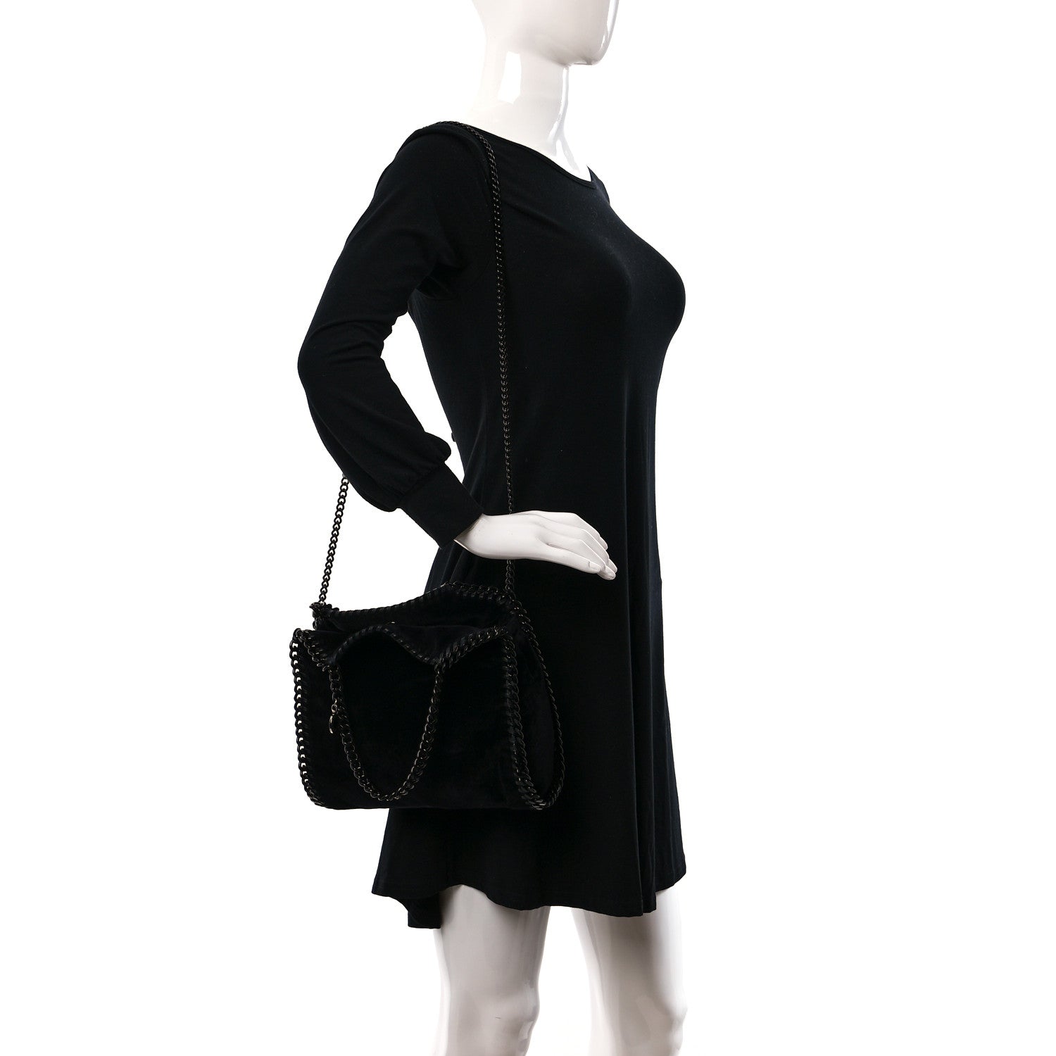 Stella McCartney Velvet Mini Falabella Fold Over Tote Black 2 of 8