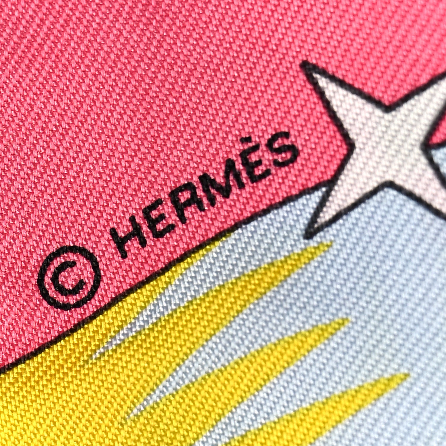 Hermes Silk La Source de Pegase Twilly Rose Vif Jaune Vif 3 of 4