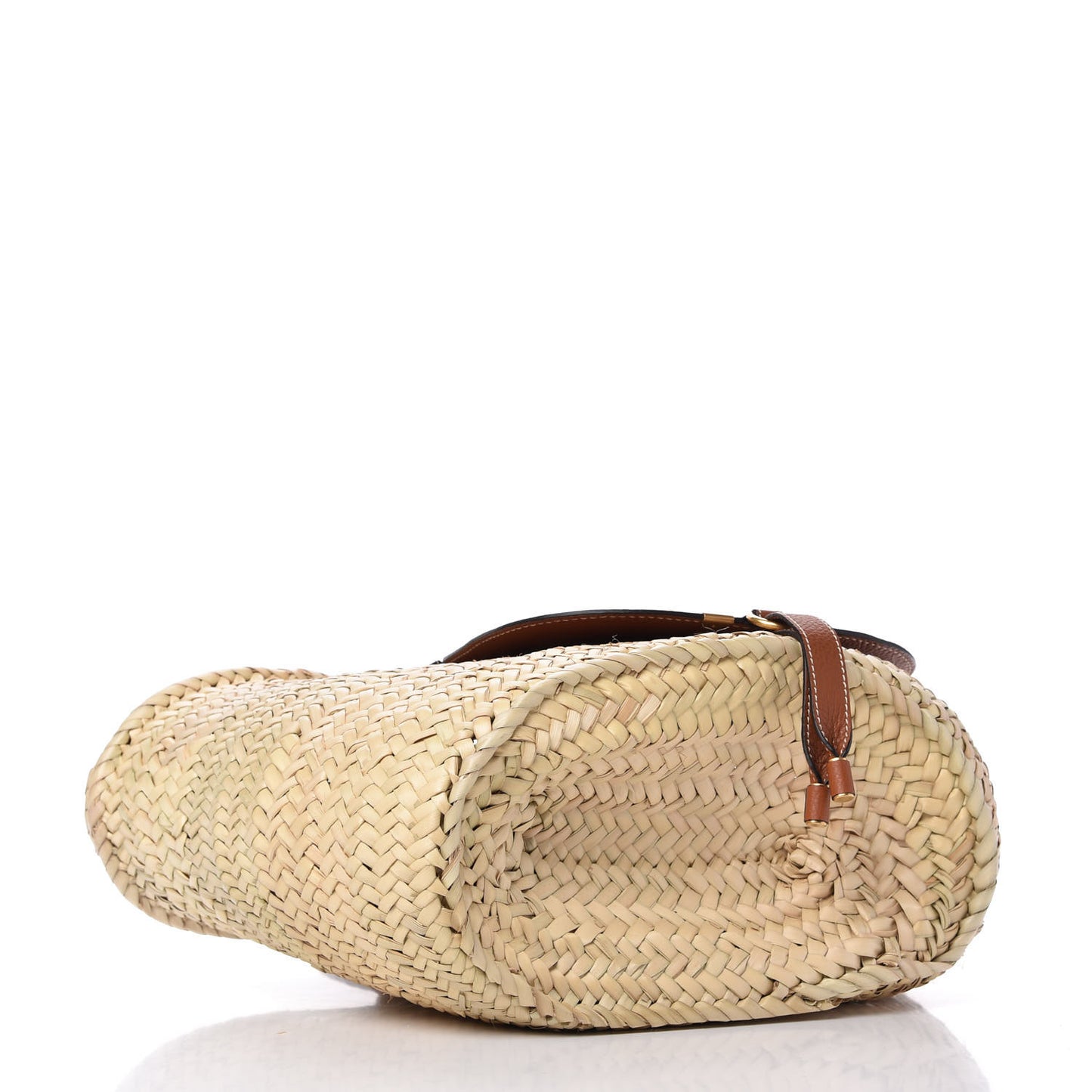 Raffia Small Grain Calfskin Medium Marcie Basket Tan