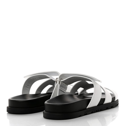 Hermes Calfskin Womens Chypre Sandals 37 White 4 of 9