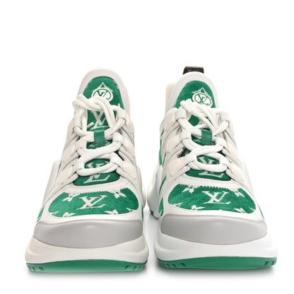 Louis Vuitton Jacquard Velvet Monogram LV Archlight Sneakers 39.5 White Vert 3 of 9