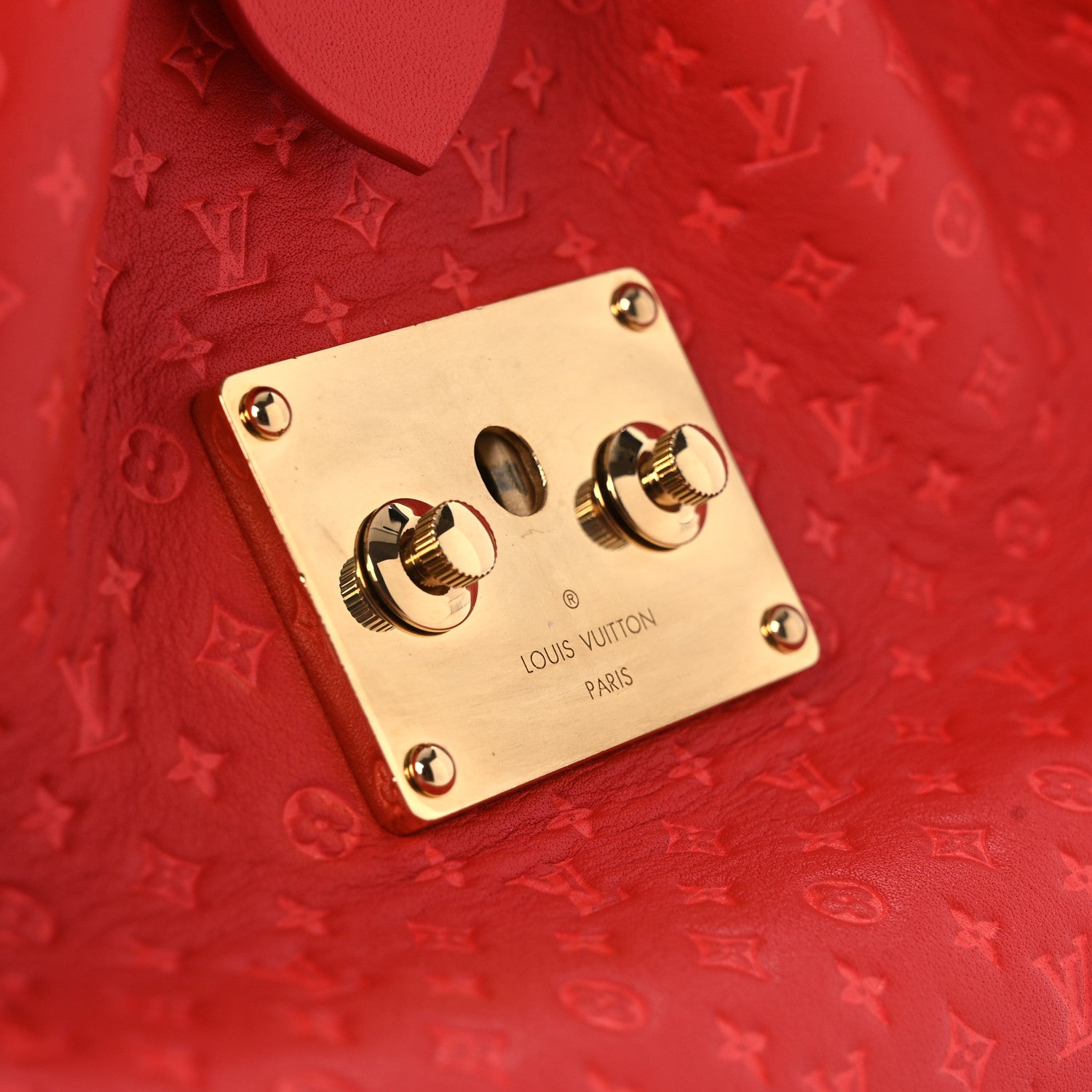 Louis Vuitton Calfskin Nanogram Embossed Clutch Red 11 of 11