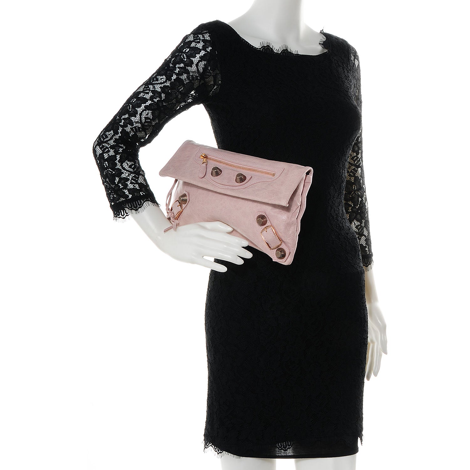 Balenciaga Agneau Giant 21 Rose Gold Hardware Envelope Clutch Bois de Rose 2 of 8