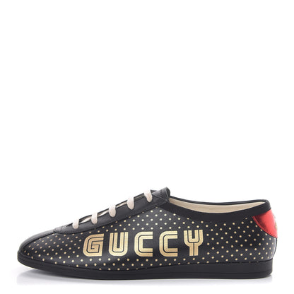 Gucci X SEGA Calfskin GUCCY Stars Mens Falacer Sneakers 9 Black 1 of 10