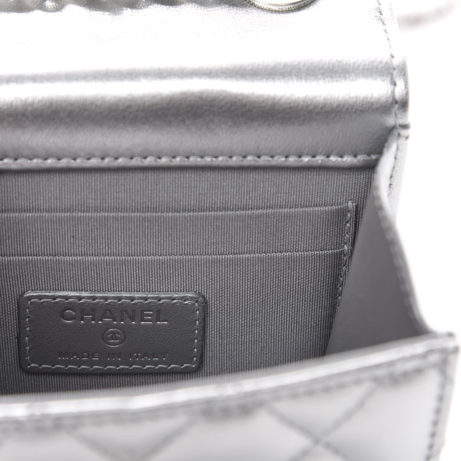 Chanel Metallic Lambskin Quilted Mini Trendy CC Clutch With Chain Silver 9 of 12