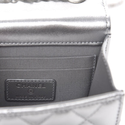Chanel Metallic Lambskin Quilted Mini Trendy CC Clutch With Chain Silver 9 of 12