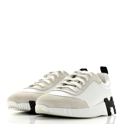 Hermes Goatskin Suede Goatskin Bouncing Sneakers 36.5 White Black 4 of 13