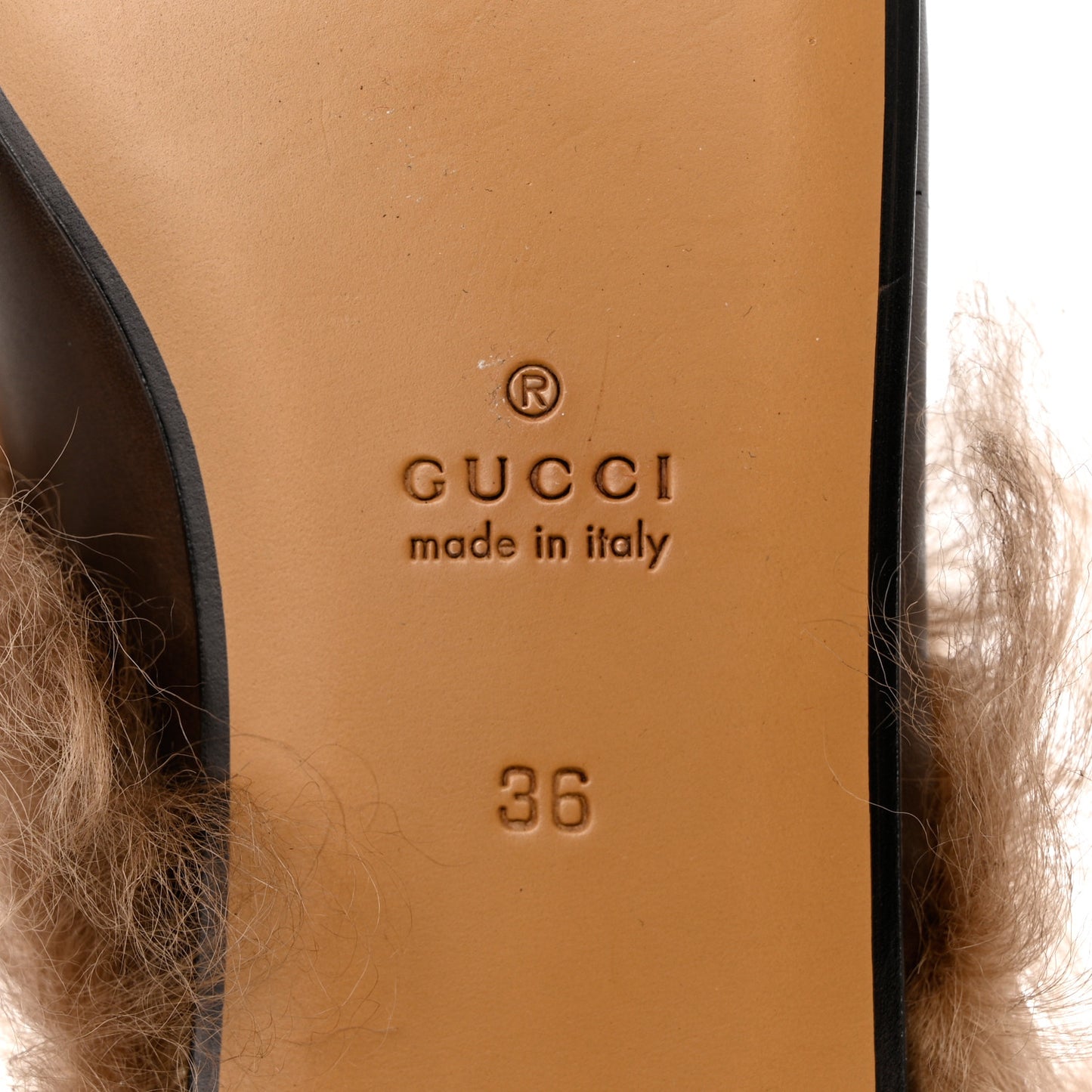 Calfskin Fur Womens Princetown Slippers 36 Brown