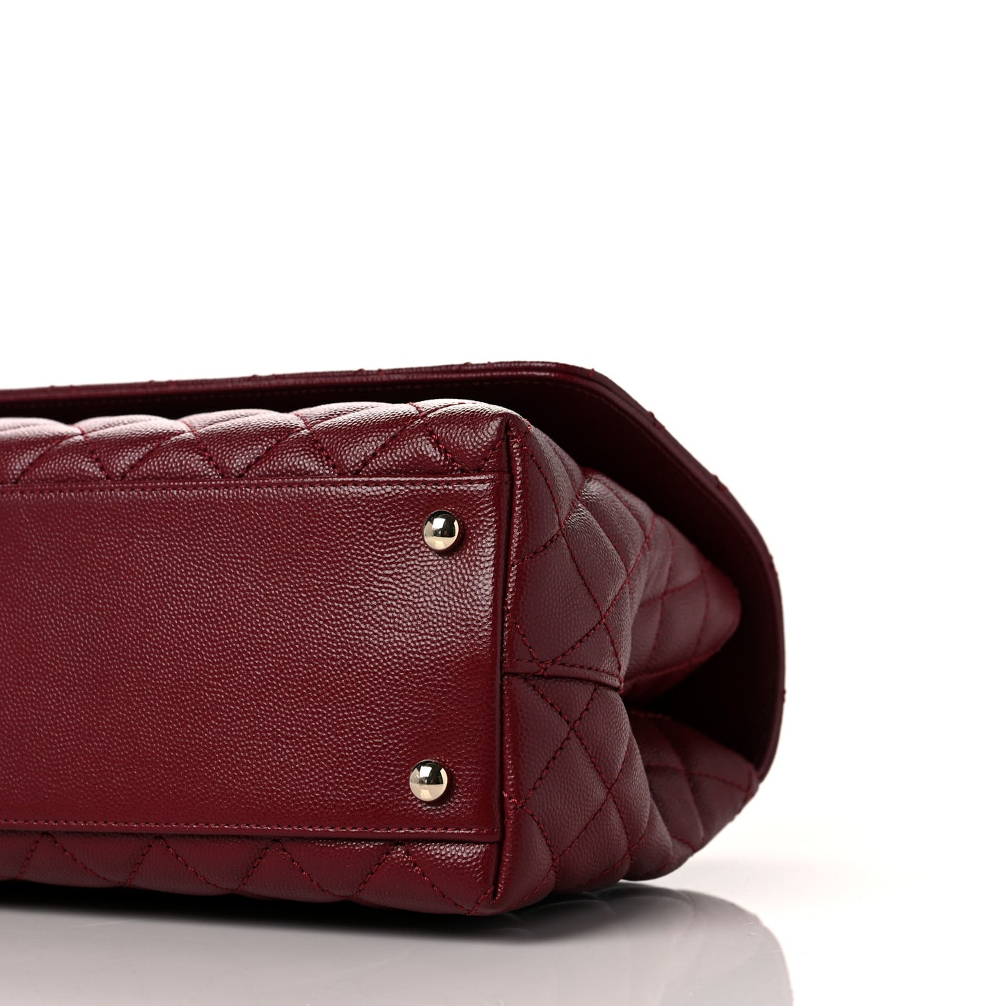 Caviar Lizard Embossed Quilted Small Coco Handle Flap Burgundy