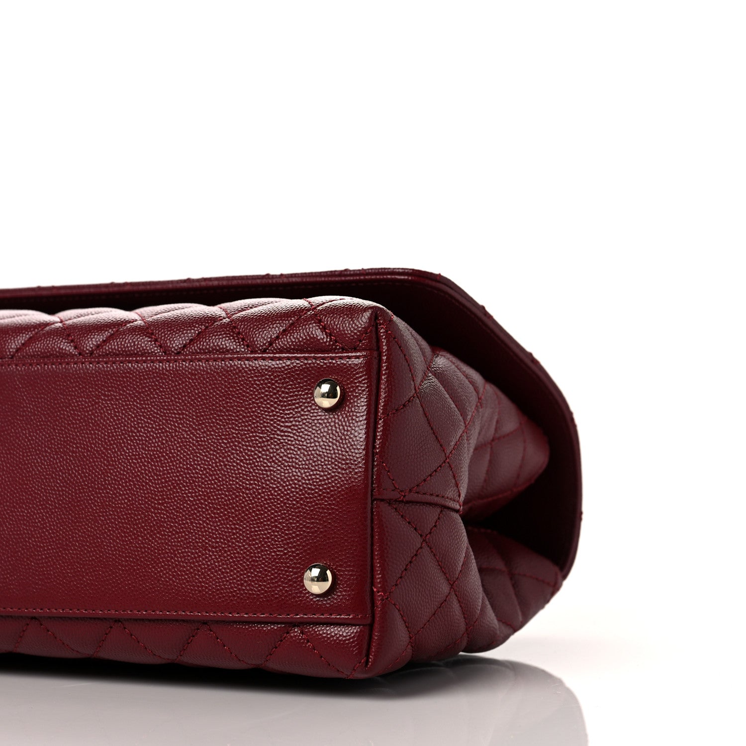 Chanel Caviar Lizard Embossed Quilted Small Coco Handle Flap Burgundy 9 of 9