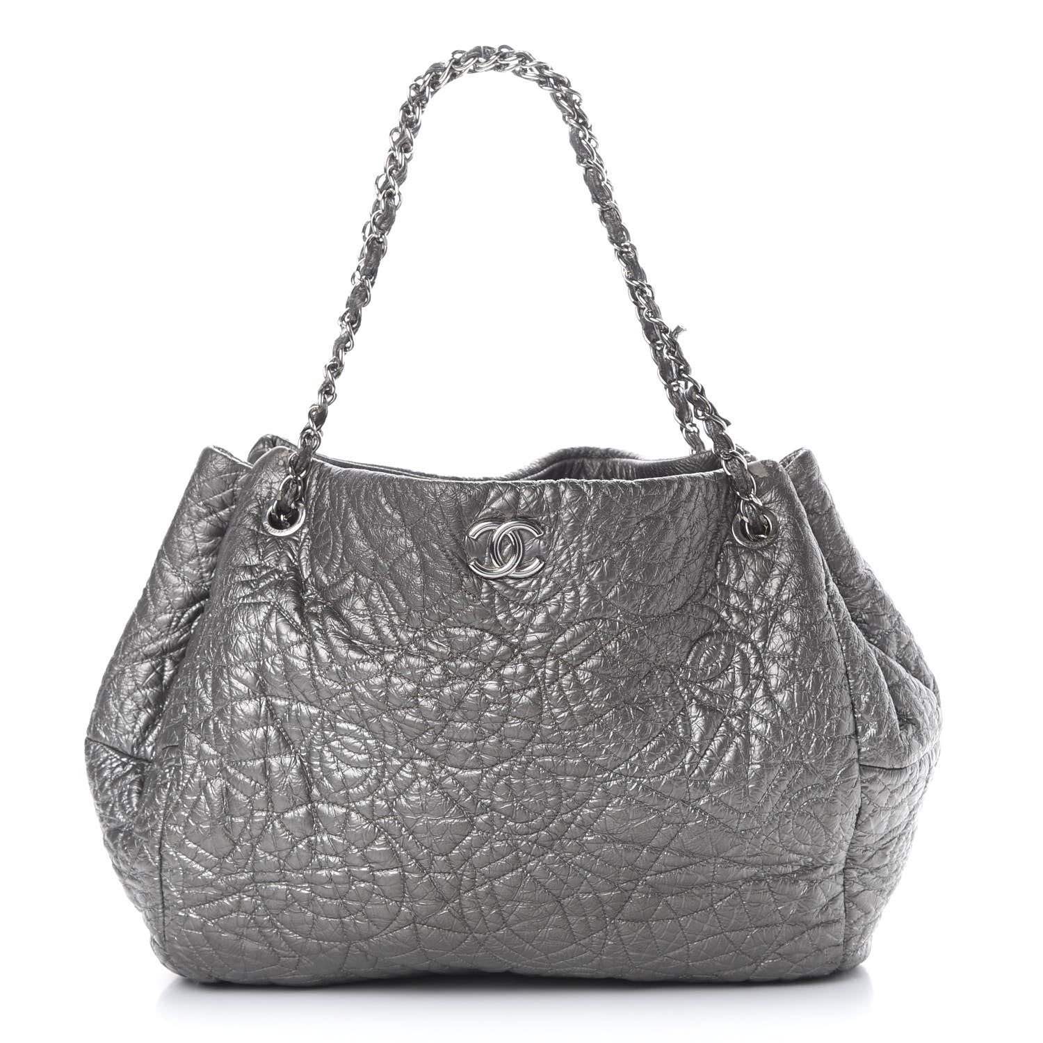 Chanel Vinyl Graphic Edge Tote Silver 1 of 21