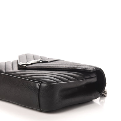 Saint Laurent Sheepskin Matelasse Chevron Monogram Medium College Bag Black 10 of 14
