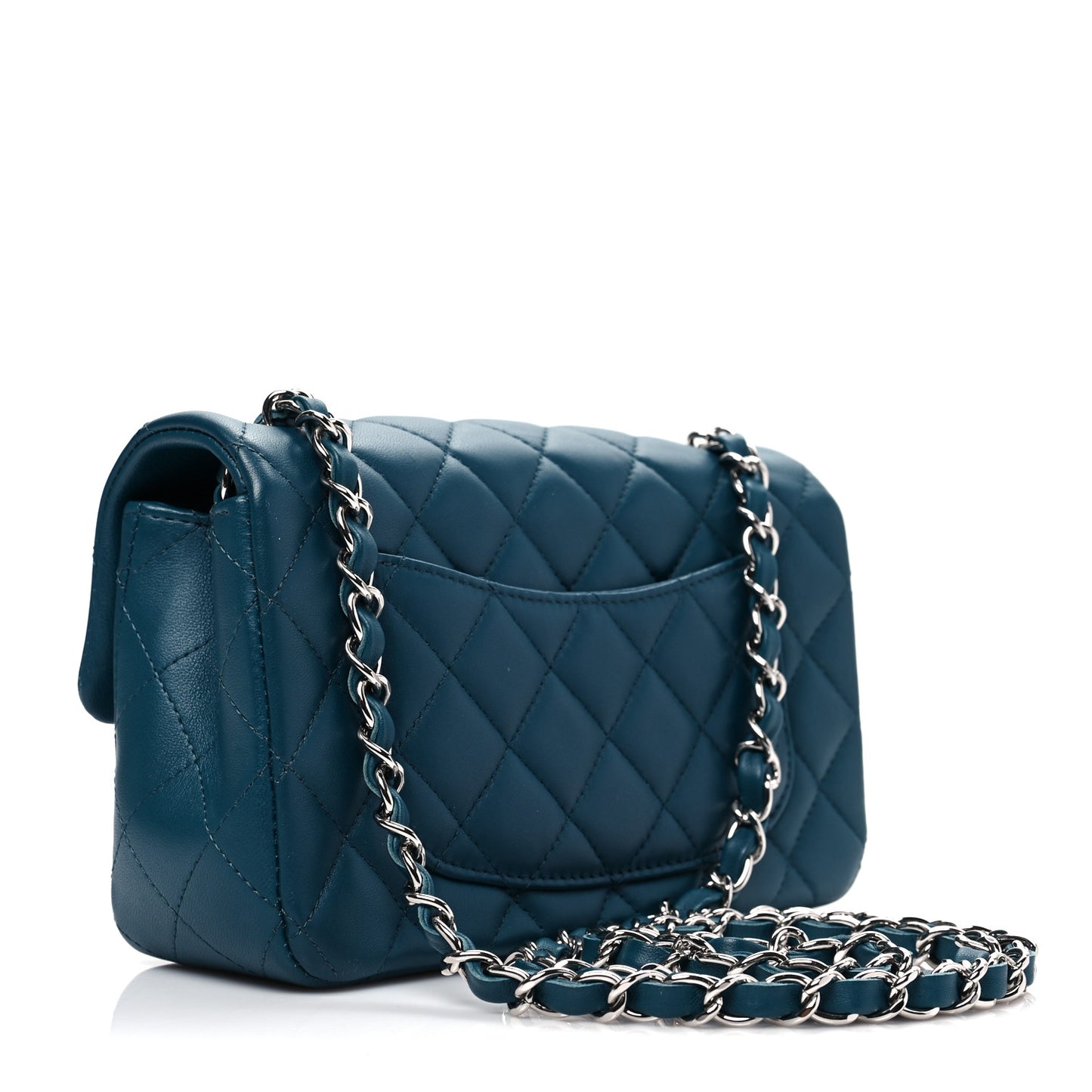 Lambskin Quilted Mini Rectangular Flap Dark Blue